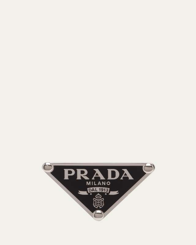 Enamel Triangle Logo Clip Earring, Right